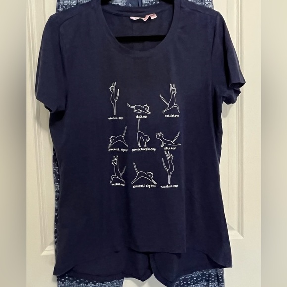 La Vie En Rose Tops - LA VIE EN ROSE ~ Cat Yoga, Short Sleeve, Pyjama, Lounge, Top, Sz: M